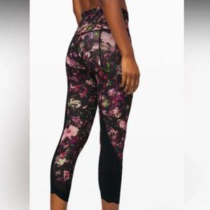 Lululemon Wunder Under High Rise Crop Leggings Floral Purple Print